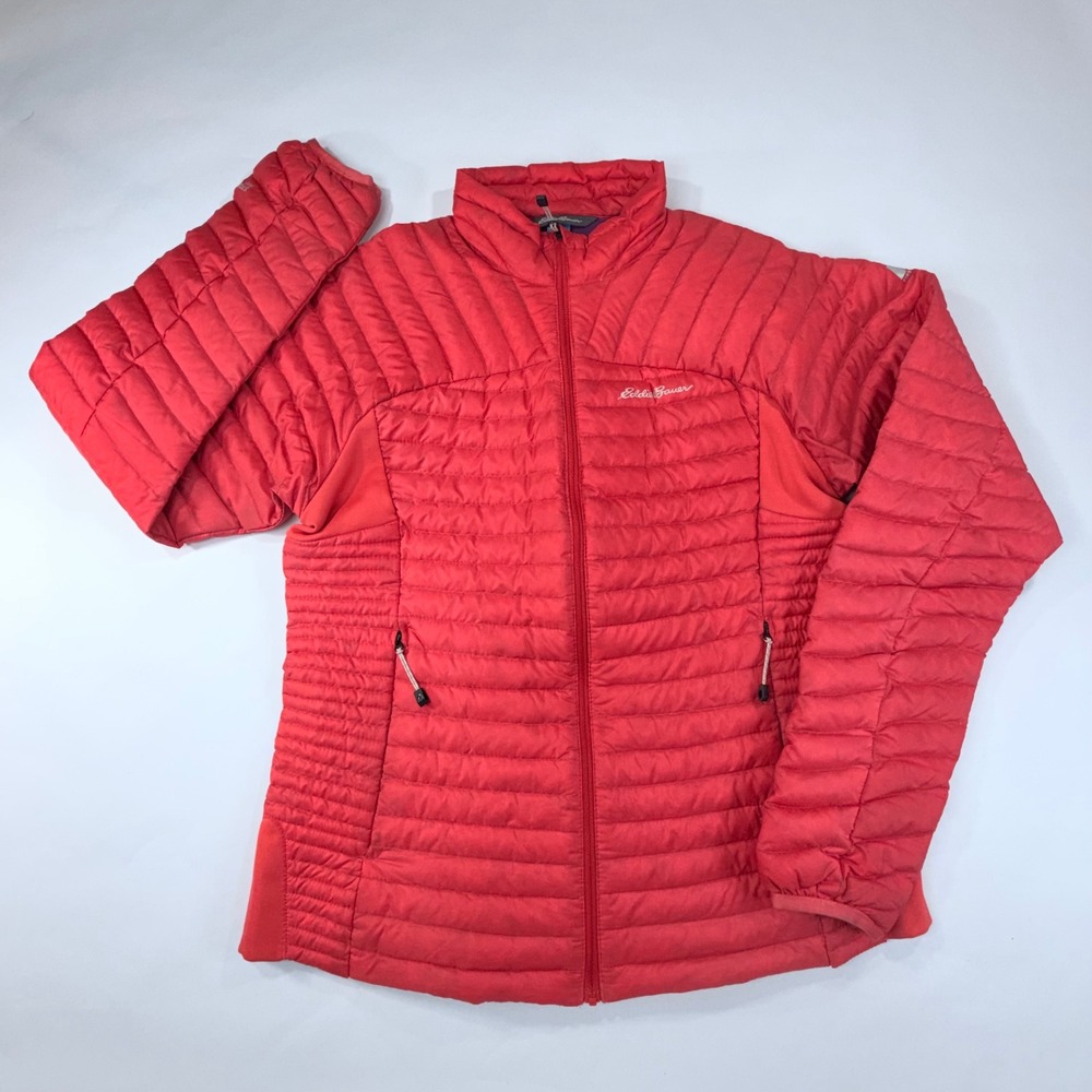 Eddie Bauer First Ascent Puffer Jacket Womens M Red StormDown 800 Full Zip Layer
